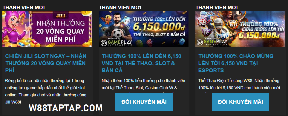 Nhận khuyến mãi thành viên mới khi nạp tiền W88 Nhận khuyến mãi thành viên mới khi nạp tiền W88