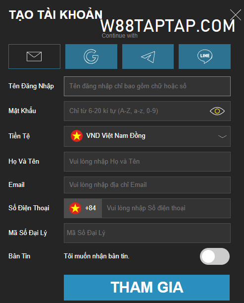 Thông tin đăng ký tài khoản Thông tin đăng ký tài khoản