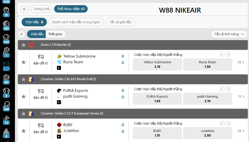 Kèo cược Esports w88